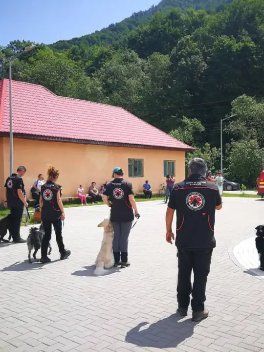 Echipa Clubul Câinilor Utilitari, la exercițiul Zilele Prevenirii Dezastrelor, derulat în luna iunie 2023 în comuna Întregalde, județul Alba - foto: NewsEnergy